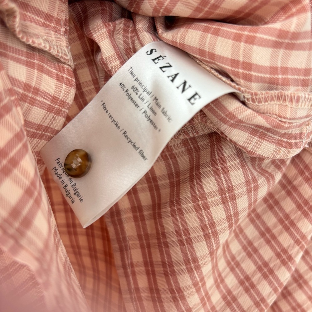 Sézane Jamey Linen Blend Wrap Shirt Mini Dress Size EU 36 US 4 Rose Pink - Picture 6 of 14